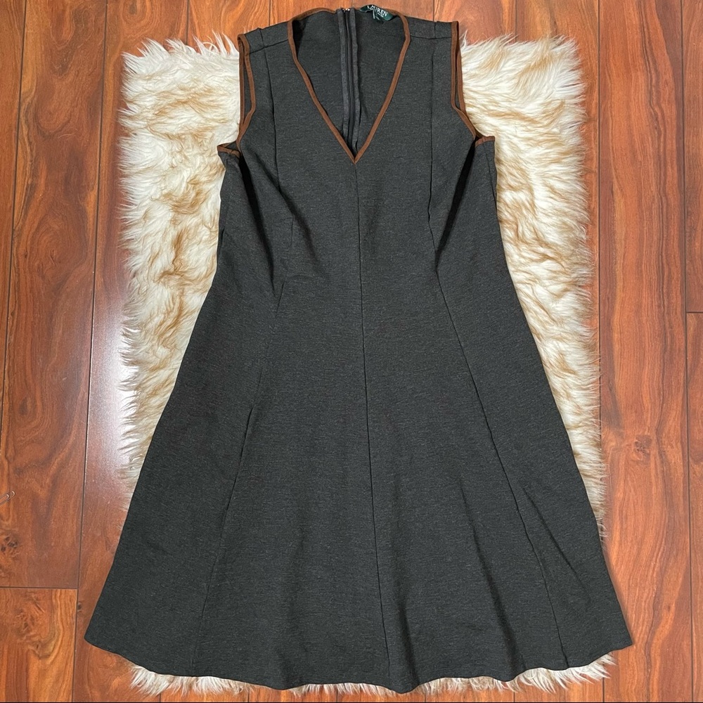 Lauren Ralph Lauren Sleeveless Piped Fit N Flare Dress